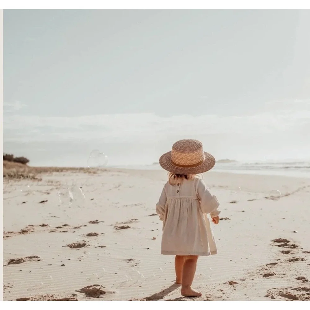 Will & Bear Little Harvey Amber Straw Boater‎ Hat One Size Kids